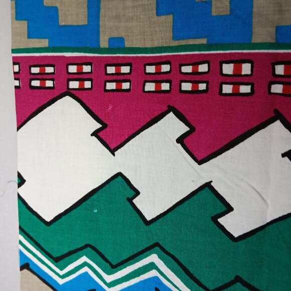Joan Kessler For Concord Fabric Southwest Aztec Geometric Print Vintage 80s Pink - Picture 10 of 12